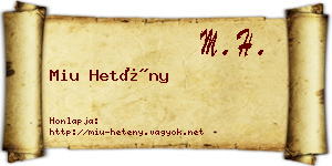 Miu Hetény névjegykártya